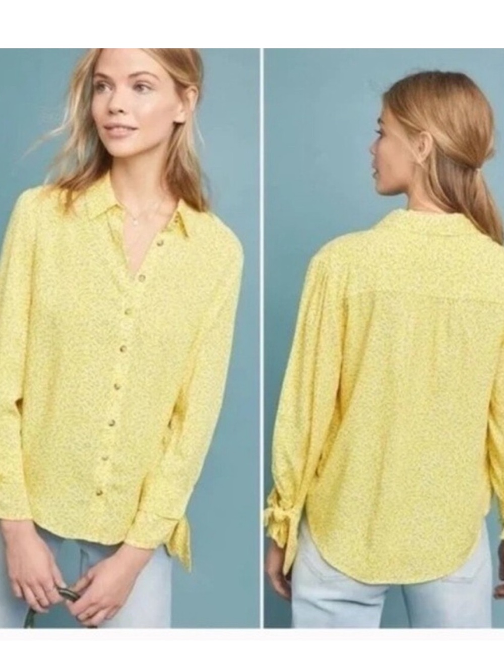 Maeve by Anthropologie Yellow Blithe Button Down Blouse - Picture 2 of 11